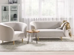 Sohvat<Beliani 2-Istuttava Sohva Kangas Beige/Kulta Loen