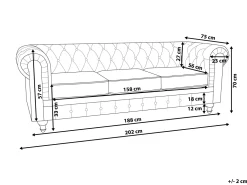 Sohvat<Beliani 3-Istuttava Sohva Kangas Harmaa Chesterfield