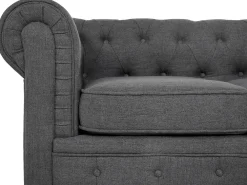 Sohvat<Beliani 3-Istuttava Sohva Kangas Harmaa Chesterfield