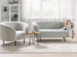 Online Beliani 2-Istuttava Sohva Kangas Musta/Valkoinen Loen