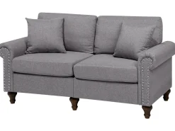 Store Beliani 2-Istuttava Sohva Kangas Vaaleanharmaa Otra