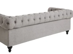 Sale Beliani 3-Istuttava Sohva Kangas Vaaleanharmaa Chesterfield