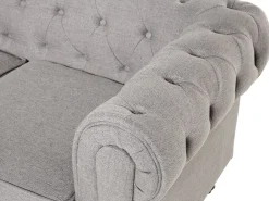 Sale Beliani 3-Istuttava Sohva Kangas Vaaleanharmaa Chesterfield