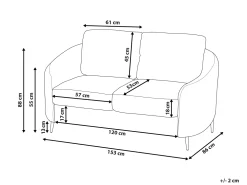 Sohvat<Beliani 2-Istuttava Sohva Kangas Vaaleanharmaa Trosa