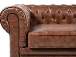 Clearance Beliani 3-Istuttava Sohva Keinonahka Kullanruskea Chesterfield