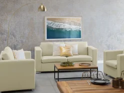 Sohvat<Beliani 3-Istuttava Sohva Nahka Kermanvalkoinen Helsinki