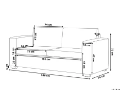 New Beliani 3-Istuttava Sohva Nahka Musta Helsinki