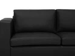 New Beliani 3-Istuttava Sohva Nahka Musta Helsinki