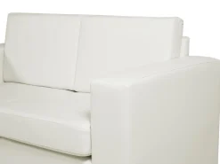 New Beliani 2-Istuttava Sohva Nahka Valkoinen Helsinki