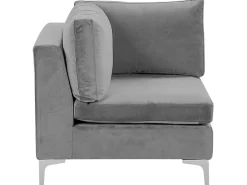 Sohvat<Beliani 3-Istuttava Sohva Sametti Harmaa Evja