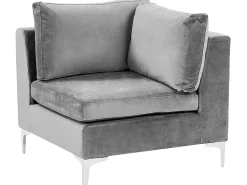 Sohvat<Beliani 3-Istuttava Sohva Sametti Harmaa Evja