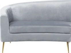 Sale Beliani 4-Istuttava Sohva Sametti Kaareva Vaaleanharmaa Moss