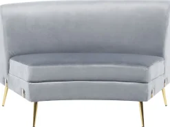 Sale Beliani 4-Istuttava Sohva Sametti Kaareva Vaaleanharmaa Moss