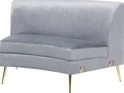 Sale Beliani 4-Istuttava Sohva Sametti Kaareva Vaaleanharmaa Moss