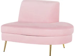 Sohvat<Beliani 4-Istuttava Sohva Sametti Kaareva Vaaleanpunainen Moss