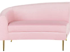 Sohvat<Beliani 4-Istuttava Sohva Sametti Kaareva Vaaleanpunainen Moss