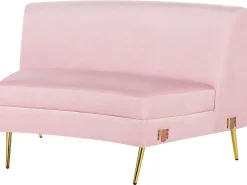 Sohvat<Beliani 4-Istuttava Sohva Sametti Kaareva Vaaleanpunainen Moss