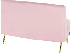 Sohvat<Beliani 4-Istuttava Sohva Sametti Kaareva Vaaleanpunainen Moss