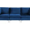 Sohvat<Beliani 3-Istuttava Sohva Sametti Laivastonsininen Evja