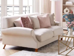 Shop Beliani 3-Istuttava Sohva Sametti Luonnonvalkoinen Eike