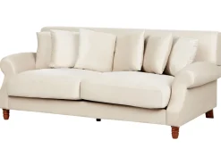 Shop Beliani 3-Istuttava Sohva Sametti Luonnonvalkoinen Eike