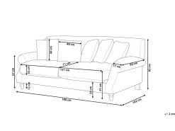 Shop Beliani 3-Istuttava Sohva Sametti Luonnonvalkoinen Eike