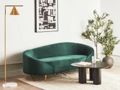 Sohvat<Beliani 3-Istuttava Sohva Sametti Smaragdinvihrea Savar