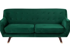 Sohvat<Beliani 3-Istuttava Sohva Sametti Smaragdinvihrea Bodo