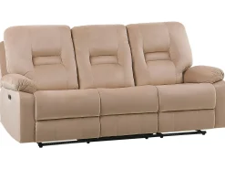 Sohvat<Beliani 3-Istuttava Sohva Sametti Sahkosaadettava Hiekanruskea Bergen