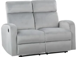 Cheap Beliani 2-Istuttava Sohva Sametti Sahkosaadettava Vaaleanharmaa Verdal