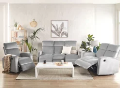 Sohvat<Beliani 3-Istuttava Sohva Sametti Saadettava Vaaleanharmaa Verdal