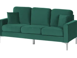 Sohvat<Beliani 3-Istuttava Sohva Sametti Smaragdinvihrea Gavle