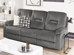 Sohvat<Beliani 3-Istuttava Sohva Sametti Sahkosaadettava Tummanharmaa Bergen