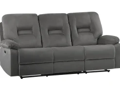 Sohvat<Beliani 3-Istuttava Sohva Sametti Sahkosaadettava Tummanharmaa Bergen