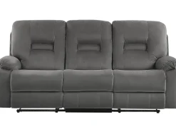 Sohvat<Beliani 3-Istuttava Sohva Sametti Sahkosaadettava Tummanharmaa Bergen