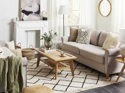 Sohvat<Beliani 3-Istuttava Sohva Sametti Vaalea Beige Ronneby