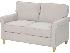 Hot Beliani 2-Istuttava Sohva Sametti Vaalea Beige Ronneby