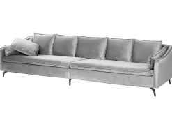 Fashion Beliani 4-Istuttava Sohva Sametti Vaaleanharmaa Aure