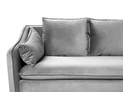 Fashion Beliani 4-Istuttava Sohva Sametti Vaaleanharmaa Aure