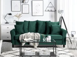 Best Beliani 3-Istuttava Sohva Samettinen Vihrea Bornholm
