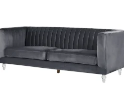 Sohvat<Beliani 3-Istuttava Sohva Samettinen Tummanharmaa Arvika