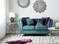 Sohvat<Beliani 2-Istuttava Sohva Samettinen Sinivihrea Gaula