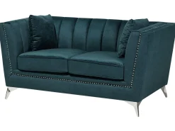 Sohvat<Beliani 2-Istuttava Sohva Samettinen Sinivihrea Gaula