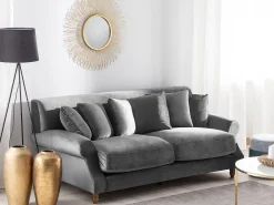 Sohvat<Beliani 3-Istuttava Sohva Samettinen Harmaa Eike