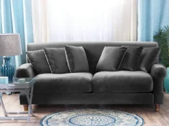 Sohvat<Beliani 3-Istuttava Sohva Samettinen Harmaa Eike