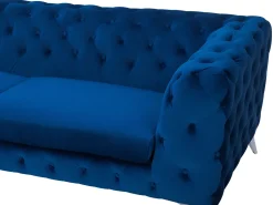 Sohvat<Beliani 3-Istuttava Sohva Samettinen Sininen Sotra
