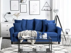 Sohvat<Beliani 3-Istuttava Sohva Samettinen Laivastonsininen Bornholm