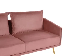 Sohvat<Beliani 3-Istuttava Sohva Samettinen Vaaleanpunainen Maura