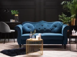 Cheap Beliani 2-Istuttava Sohva Samettinen Sininen Skien