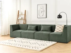 Sohvat<Beliani 4-Istuttava Sohva Vakosametti Tummanvihrea Lemvig